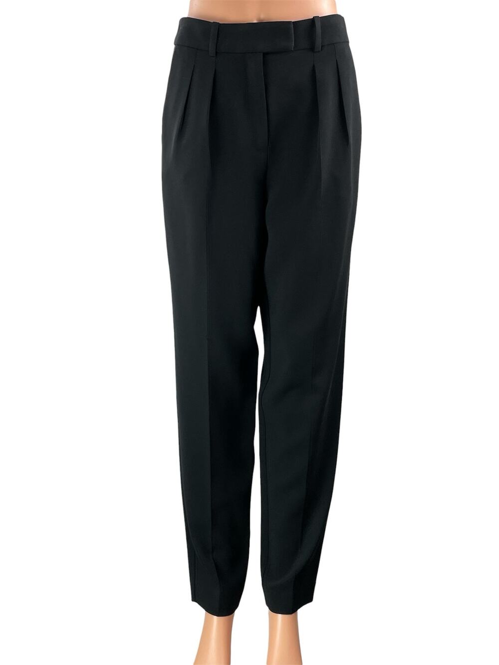 Aritzia Babaton Womens Black High Rise Pleated Straight Trousers Dress Pants 2